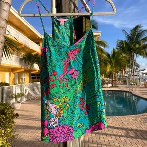 Vintage Lilly Pulitzer silk racer back tank size s